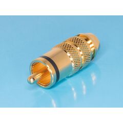 RPC-3GT-B, разъем rca-тюльпан, вилка на кабель, позолоченный, изолятор тефлон, черный