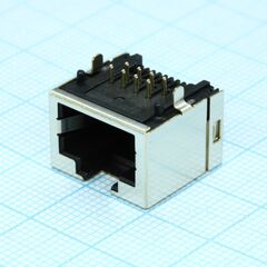 1734795-1, модульный разъем, cat5, rj45, гнездо, 8 контакт(-ов), 1,02мм 12 вывод(-ов), 1 порт(-ов) угловой монтаж в отверстие лоток
