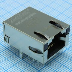 L829-1J1T-43, разъем rj-45 розетка 8 позиций шаг 1.02 мм монтаж в отверстие 17 терминалов 1 порт угловая