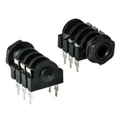 SZC-0085 STEREO 6.3 MM, разъём аудио гнездо стерео 6.35 мм, на плату с гайкой