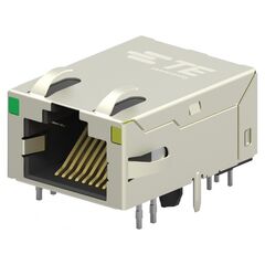 1-2301994-1, разъем модульный rj45 jack со светодиодом, 1 x 1 (порт), 8p8c, монтаж в отверстие