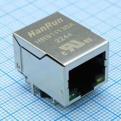 HR911130A, разъем rj45 со светодиодами для приложений 10 / 100base-tx
