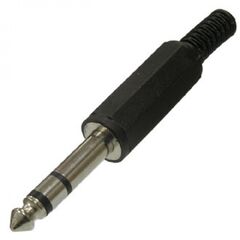 SZC-0053 STEREO 6.35 MM, разъём аудио штекер стерео 6.35 мм, чёрный
