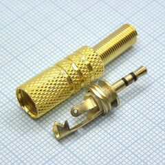 TRS 2.5 (micro plug) штекер металл gold, стерео аудио штекер 2.5 мм золотистый, металлический кожух