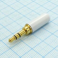 TRS 3.5W (mini plug) штекер металл мини, стерео аудио штекер 3.5мм, металлический белый миниатюрный кожух