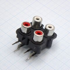 RCA-407 4 гн. на плату, гнездо rca-407 4х местн. монтаж на плату