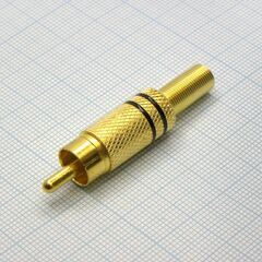 RCA Gold штырь с хв. RG59, rca штекер кабельный, разъем типа "тюльпан"