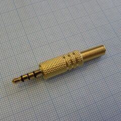 TRRS 3.5 (mini jack) штекер металл gold, стерео аудио штекер 4конт 3.5 мм металлический кожух