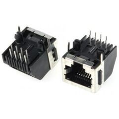 5555141-1, разъем модульный rj-45 розетка 8 контактов шаг 2.54мм угловой монтаж в отверстие 8 терминалов 1 порт коробка/лоток