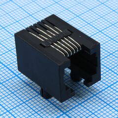 DS1133-03-S60BX, разъем 6p6c rj-12 (6 конт., позол.), розетка, прямой угол на плату, черный изол. (аналог tj4-6p6c)