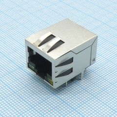 KLS12-TL058N-1x1-G/Y-03-S, розетка 8p8c (rj45) со светодиодами и трансформатором
