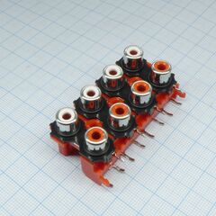 RS-813-01, rca 8 разъемов (гнёзд) на плату, разъем типа "тюльпан"