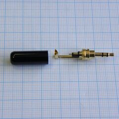 TRS 2.5B (micro plug) штекер металл мини, стерео аудио штекер 2.5 мм золотистый, миниатюрный металлический кожух