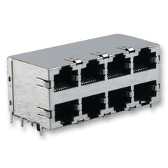 5569262-1, разъем rj-45 розетка 64 позиции шаг 2.54мм угловой монтаж в отверстие 60 терминала 8 портов лоток
