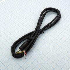 TRRS 2.5 (micro jack) штек. с пров. 1.5м, стерео аудио штекер 2.5 мм, 4 контакта, пластиковый с проводом(без экрана) 1.5м