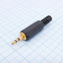 TRS 2.5 (micro plug) штекер gold, стерео шт. 2.5 мм золотистый, пластиковый кожух