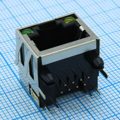 L-KLS12-108-8P8C-1x1-2-G/Y-0-01, розетка 8p8c (rj45) со светодиодами угловая монтаж в отверстие