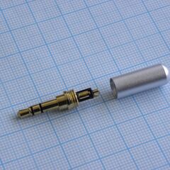 TRS 3.5S (mini plug) штекер металл мини, стерео аудио штекер 3.5мм, металлический серебристый миниатюрный кожух