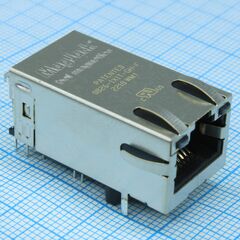 0826-1X1T-GH-F, разъем rj-45 розетка 8 контактов угловой монтаж в отверстие 18 терминалов 1 порт лоток