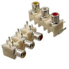 RCA-305 ГН НА ПЛАТУ (RS-305), модуль 3rca, гнезда на плату угловые