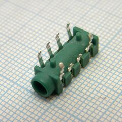 TRRS 3.5 (mini jack) гнездо на плату, cтерео гнездо 3.5 мм 4х контактное, монтаж на плату