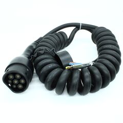 MEAC-T-032A-V1-03-5.0M-41A(H), зарядный кабель для электромобиля type2 питание 3 фазы, ток 32а, витой шнур 5м