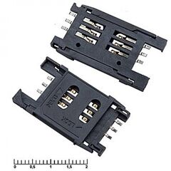 ICA-501-006 (KSI-06211-AP) 6PI, держатель sim карты, 2х3 - 6 контактов