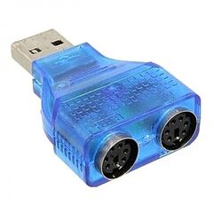 USB TO 2*PS/2, переходной разъем usb to 2*ps/2, синий