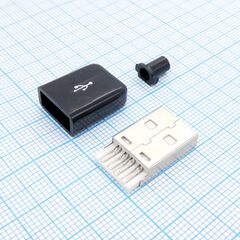 USB AM черный пластиковый кожух, usb am черный