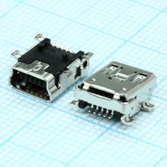 1734035-1, разъем mini usb тип b, usb 2.0, розетка, 5 вывод(-ов), поверхностный монтаж (smd), прямой угол