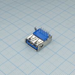 484050004, разъем usb 3.0 тип а, розетка угловая, 5 контактов, dip монтаж, высокотемпературный синий