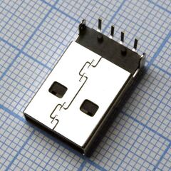 USB A 17 вилка, разъем usb тип а, вилка угловая на кабель, 4 контакта