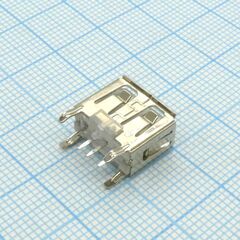 USB 4AF розетка на плату 4p, разъем usb тип a, розетка, 4 контакта на плату, вертикальный монтаж