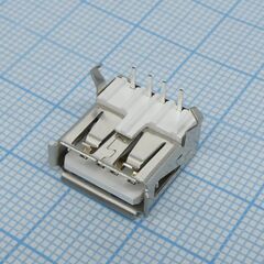 DS1095-WNR0, разъем usb тип a; tht; розетка угловая 90°