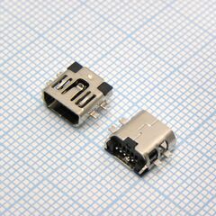 miniUSB 5ABF на плату, разъем mini usb тип ab розетка, монтаж в разрез платы