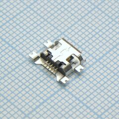 microUSB 5BF в разрез платы, разъем micro usb тип b, usb 2.0, розетка, 5 выводов