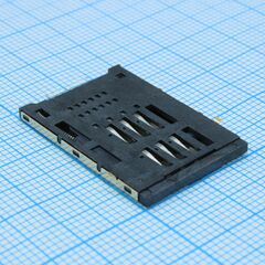 DS1138-05-06SS4BSR, разъем мини sim карты высота 2.0мм 6 контактов шаг 1.27мм с фиксацией