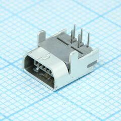 565790519, разъем mini usb тип b, usb 2.0, розетка, 5 выводов, монтаж в сквозное отверстие