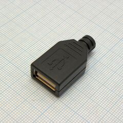 USB AF пласт кожух каб., разъем usb тип а, розетка на кабель с пласт. кожухом
