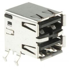 5787745-2, разъем сдвоенный usb, тип a, розетка usb 2.0, 8 выводов (2 порта), прямой угол