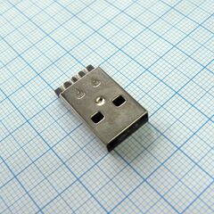 USB A 16 вилка на кабель, разъем usb тип а, вилка на кабель с кожухом l=20мм, 4 контакта