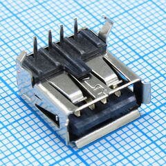 DS1095-BNR0, разъем usb тип а, розетка на плату угловая, черная