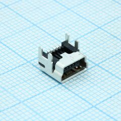 513870578, разъем mini usb тип b, usb 2.0, розетка, 5 вывод(-ов), поверхностный монтаж, прямой угол