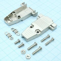 DS1047-09M2S-N, кожух для разъема d-sub 9 контактов, металл, предназначен для защиты от повреждений разъема