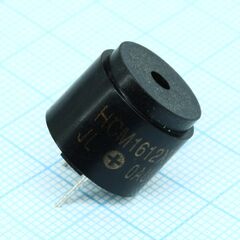 HCM1612X, генератор звука электромагнитный со встроенной схемой +12в, 30 ма, 80 дб, 2.3 кгц d=16mm, h=14mm