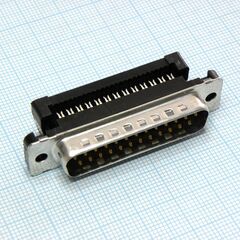 1658613-2, разъем угловой d sub, 25 контакт(-ов), штекер, db, серия amplimite hdf-20, idc / idt