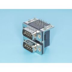 DRN-09M/09M-A, разъем спаренный 9 контактов, вилка-вилка на плату, прямой угол