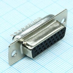 DS1035-26FBNSISS, d-sub разъем высокой плотности, пайка на кабель, розетка, 26 контактов, цвет - чёрный