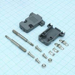 DS1045-09AP1L1-A, кожух для d-sub разьема 9 pin с удлиненными винтами, пластик, серый