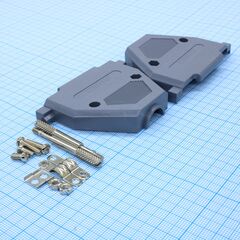 DS1045-37AP1L1-B, кожух для d-sub разьема 37 pin с удлиненными винтами, пластик, серый